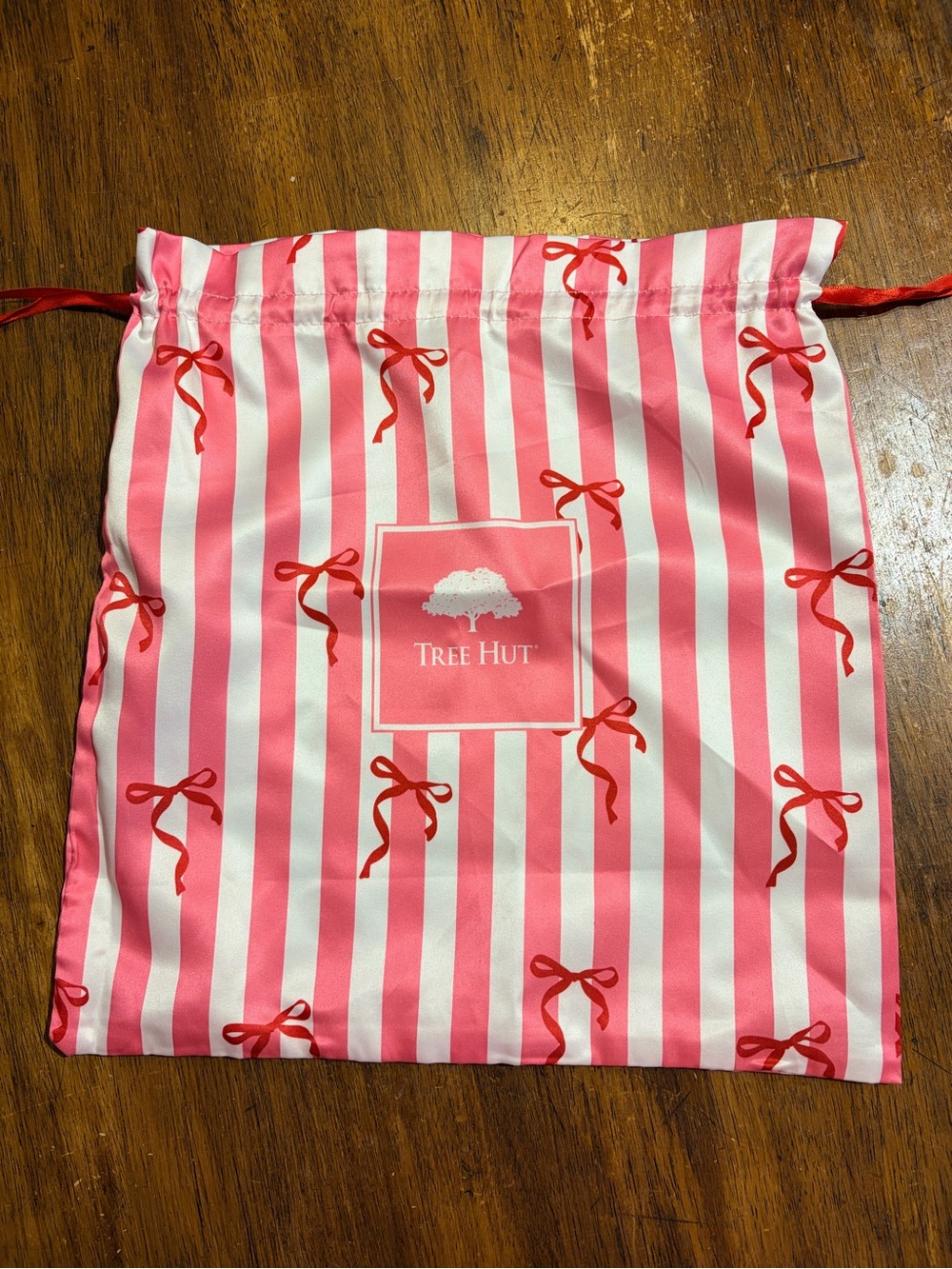 Tree Hut Pink & White Striped Drawstring Cosmetic Pouch